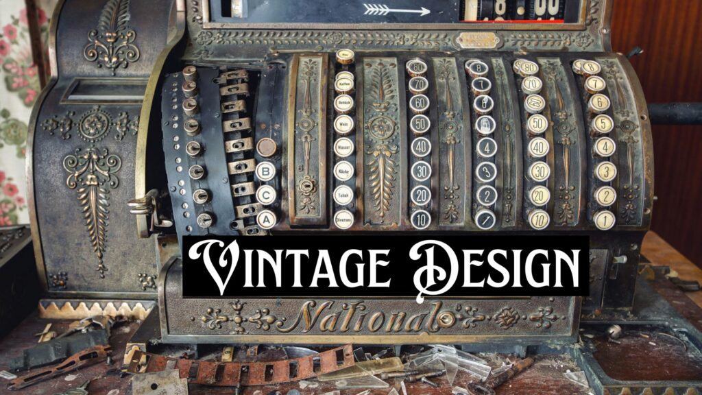 Using Vintage Design Antique Cash register