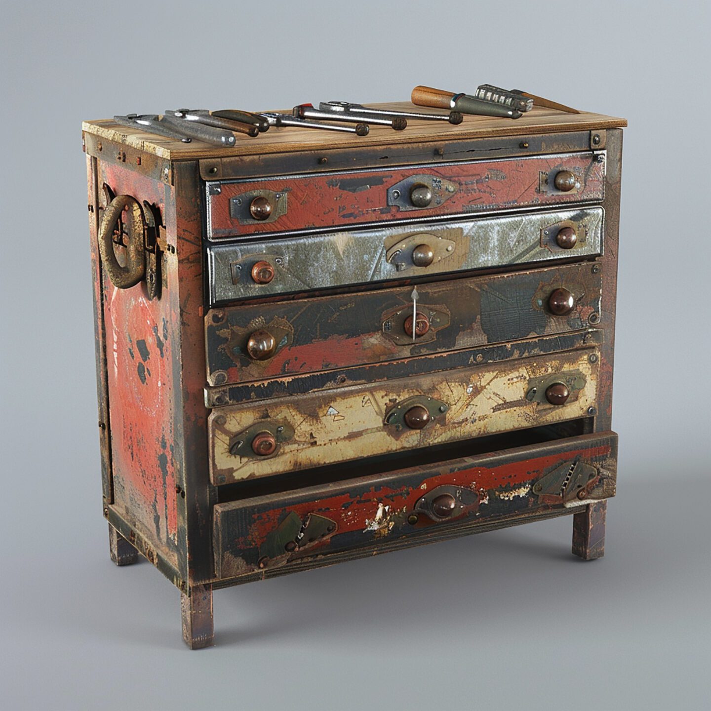 Antique Chest With Tools Ready For Antique Chest Restoration