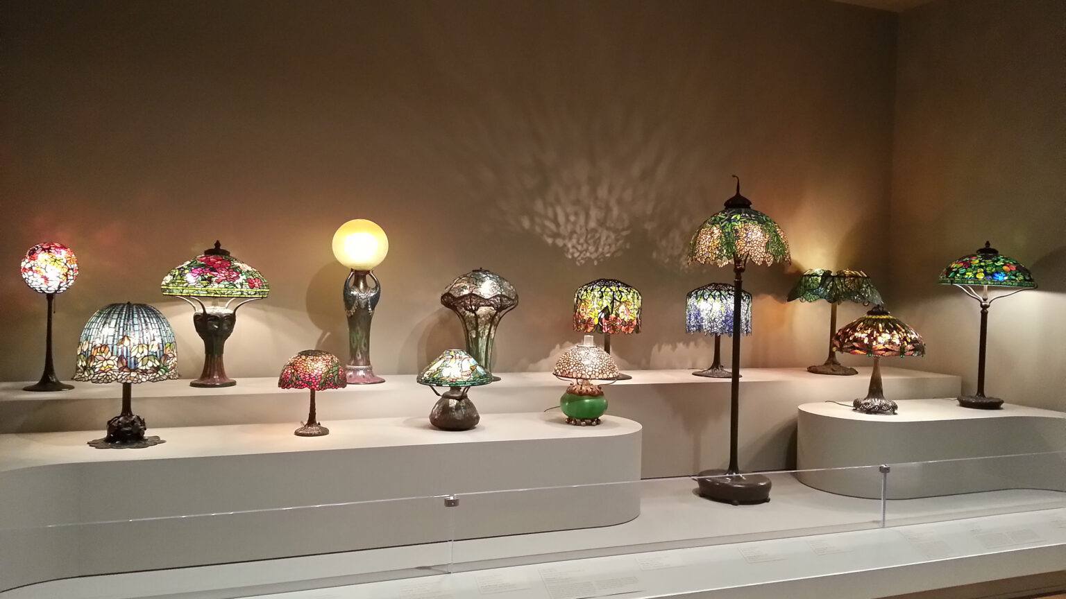 Many Tiffany Lamps on Display. Understanding Art Glass