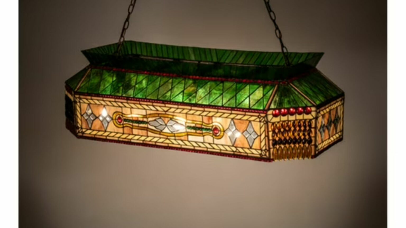 Capulina Tiffany Pool Table Light Chandelier 3-Light Cozy Farmhouse Look