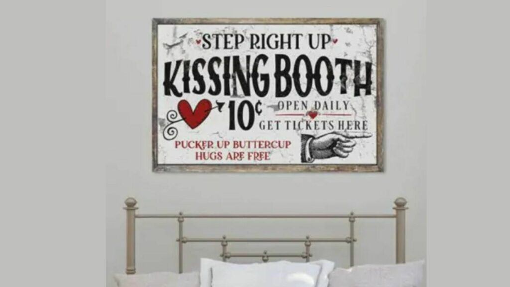 Kissing Booth Step Right Up Canvas Wall Sign-Cozy Farmhouse Look