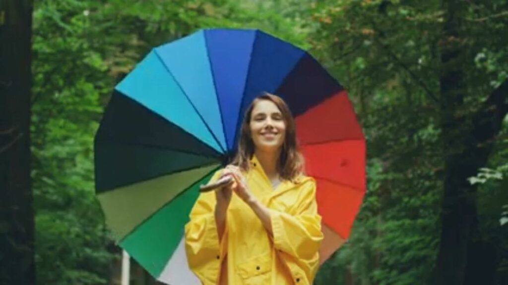 Color Pallet Young Lady Twirling An Umbrella - Cottage Farmhouse Chic