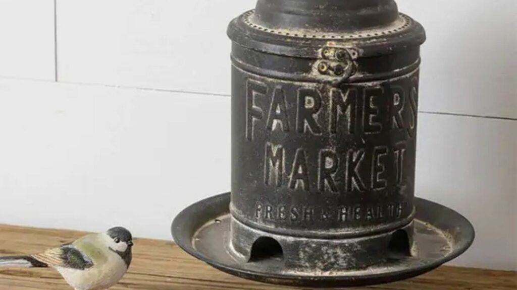 Farmers Market Rustic Metal Bird Feeder