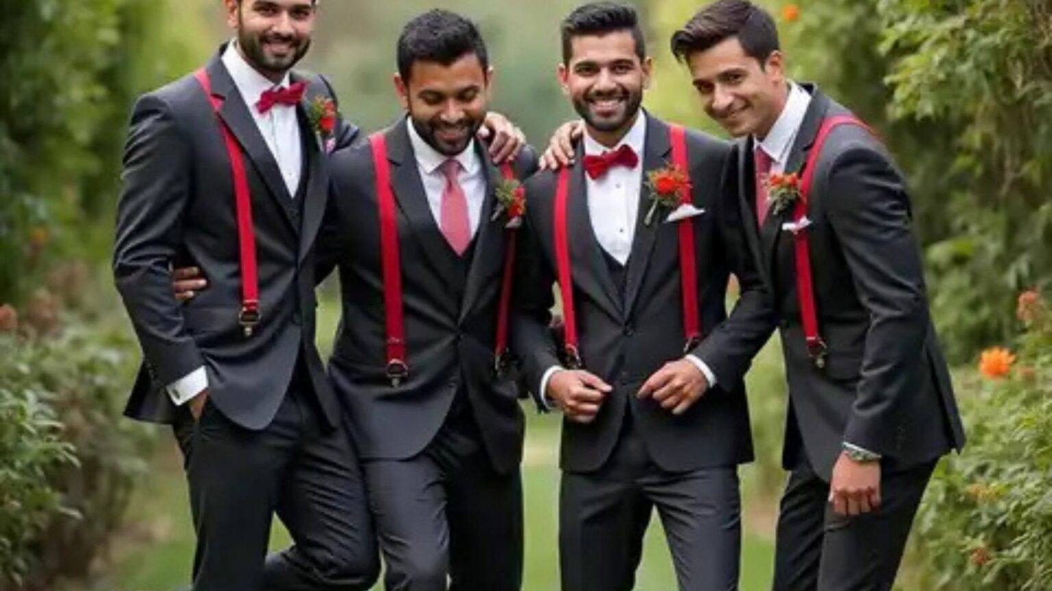 Four Men Red Suspenders Are Back