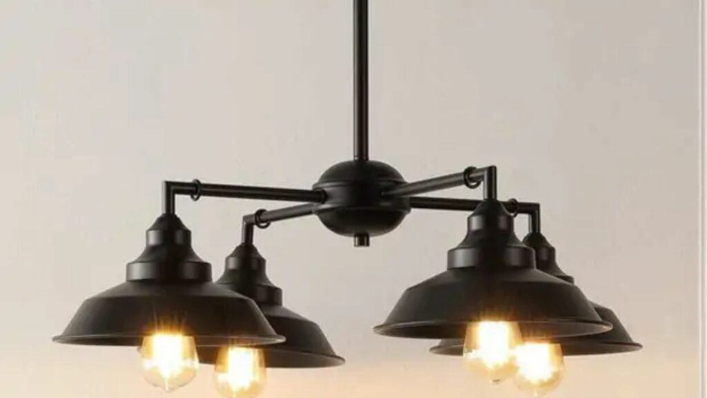 Sleek Industrial 4 Light Chandelier-Add Farmhouse Charm
