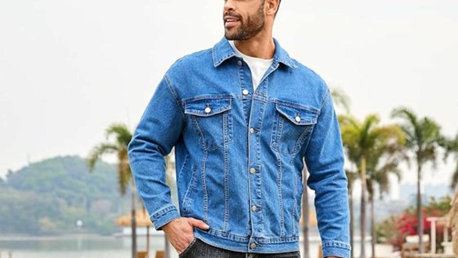 Bindefon Denim Jackets for Men Trucker Jean Jacket Unlined Coats Spring Fall Outfits