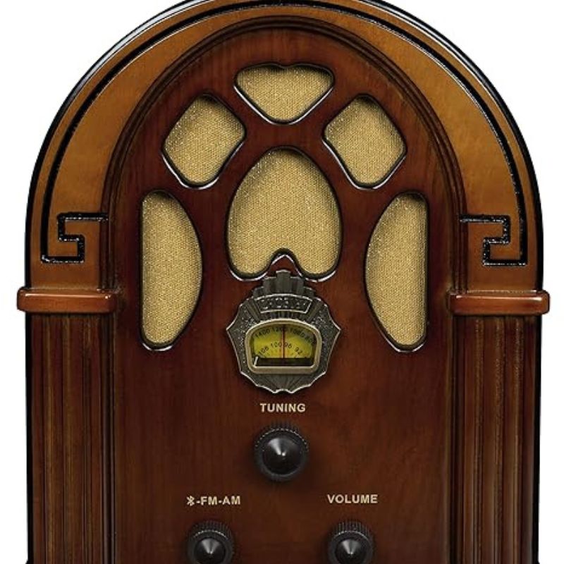 Crosley CR31D-WA Companion Retro AMFM Vintage Tabletop Radio with Bluetooth Receiver, Walnut