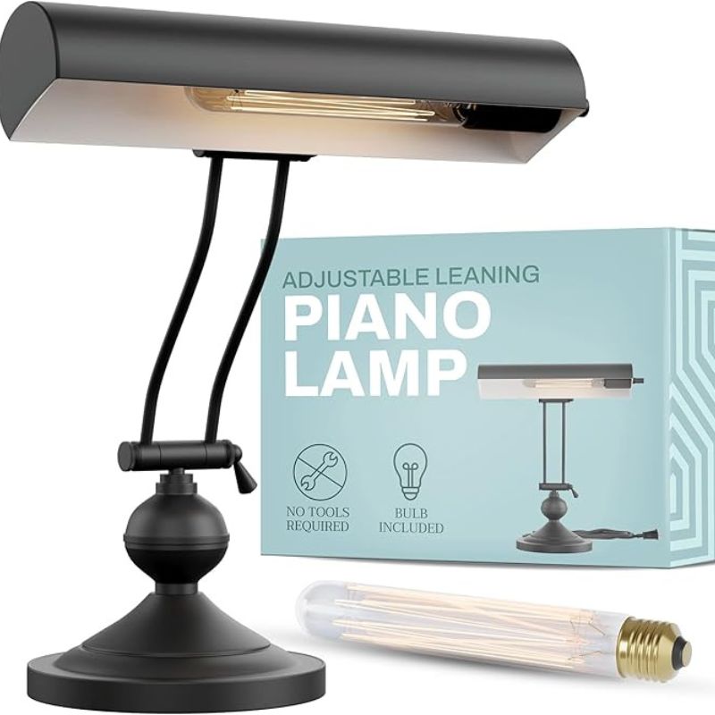 Home Intuition Classic Antique Retro Adjustable Leaning Piano Lamp Banker Desk Light with LED Bulb Included