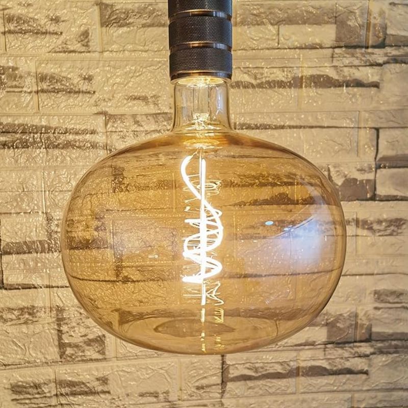 SD LUX Oversized Vintage LED Light Bulbs 5W, Medium Base E26, Giant Huge Edison Bulb,Large Amber Decorative Bulbs, Dimmable 400LM(40W Equi) Pendant Lighting Warm White 2200K,1 Pack (D220W5-Amber)