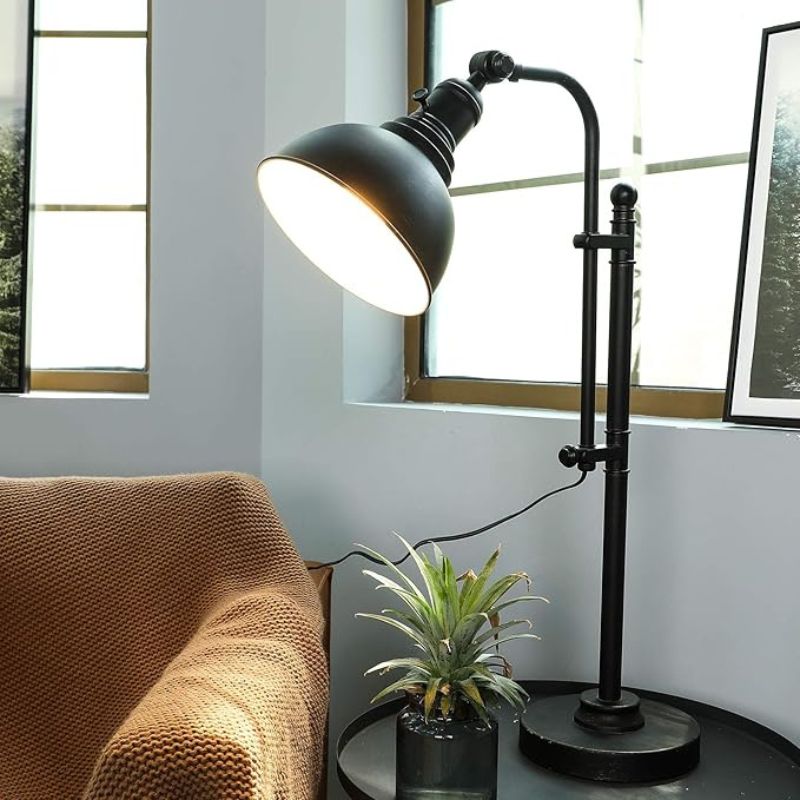 VONLUCE Rustic Desk Lamp Black Adjustable, Industrial Style Metal Task Lamp (25"-29"), Vintage Work Lamp, Farmhouse Reading Lamp in Aged Bronze Finish, ETL Certificate