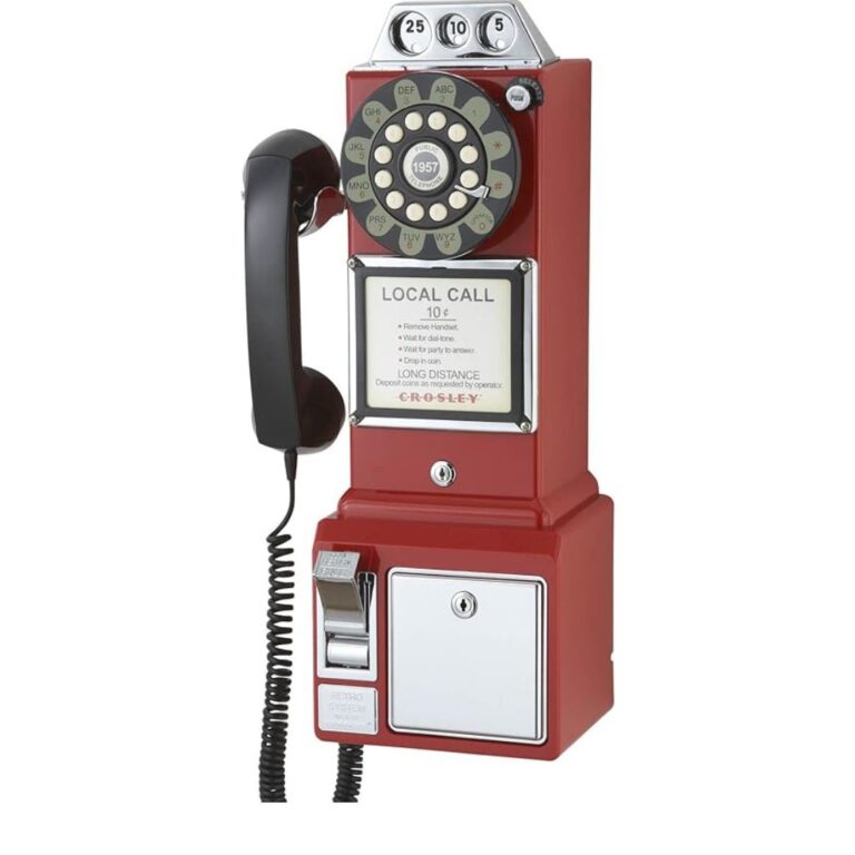 Crosley CR56-RE 1950's Payphone with Push Button Technology, Red