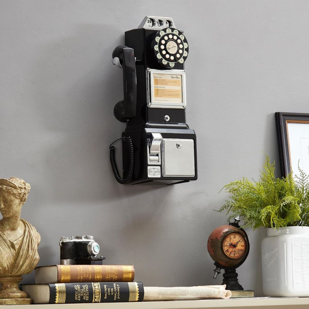 Retro 1950's Payphone with Coin Bank Wall-Mount