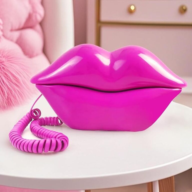 TelPal Corded Lips Telephones Landline Pink Home Telephones Cute Mouth Shape Wired Phone for Home,Office,Shops & Art Decor Cute Real Working Telephone Novelty Gift for Girls