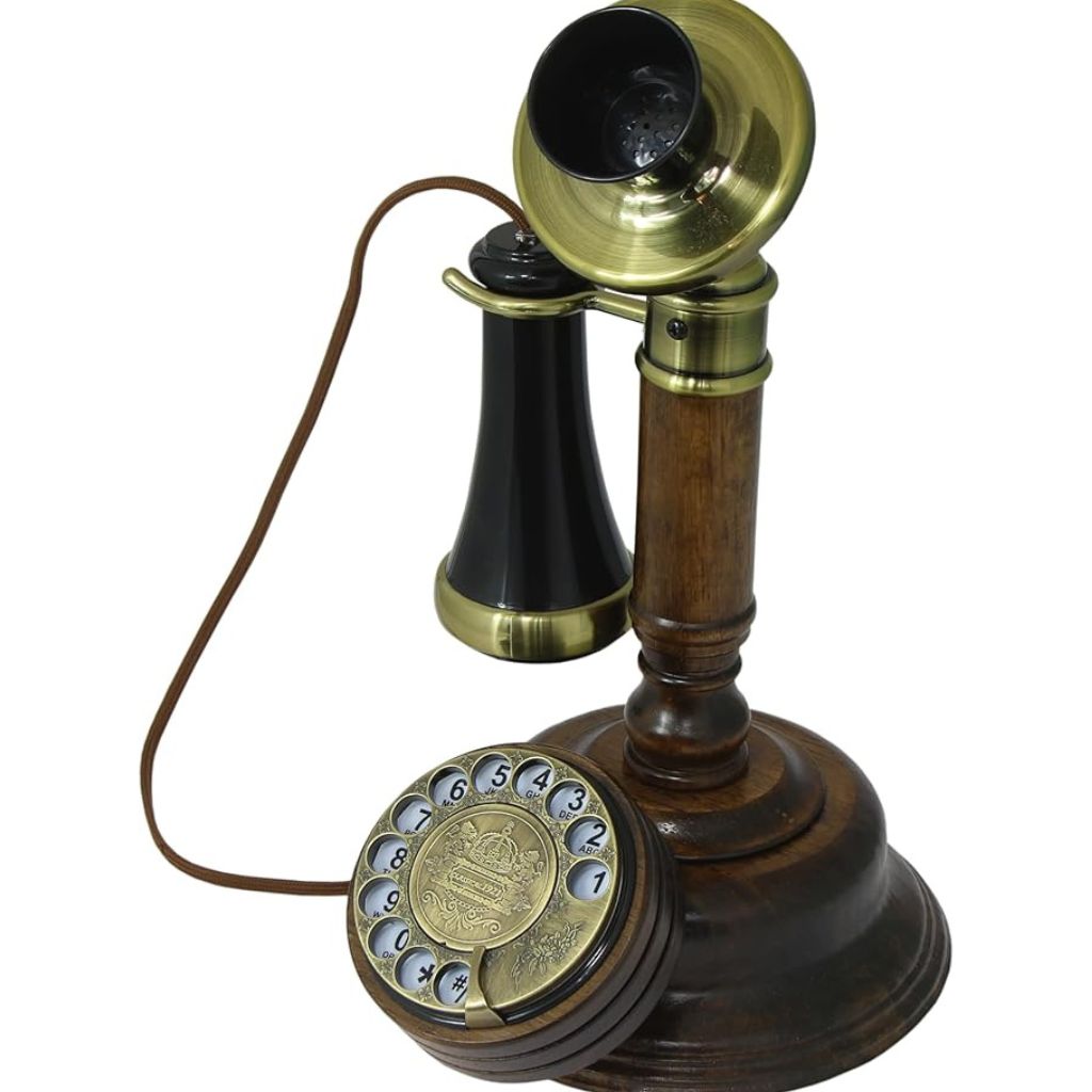 The Wooden Old Fashioned Antique Retro Landline Phone