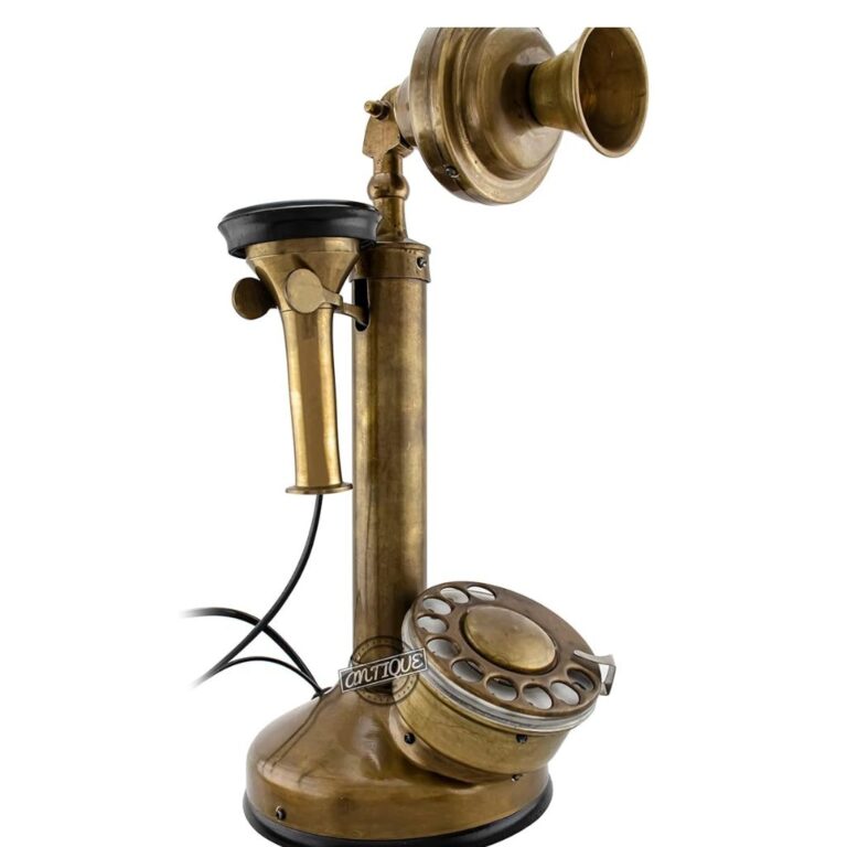 Vintage Candlestick Phone Rotary Dial Telephone Wired Landline Antique Home Décor (Antique Finish)