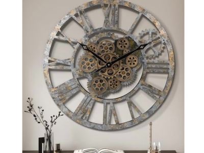 Real Moving Gear Wall Clock — Steampunk Wooden 23-Inch