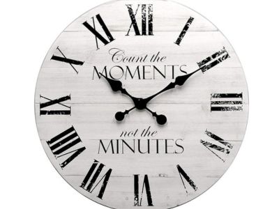 Silent Quartz Clock, White Distressed Shiplap Farmhouse Wooden Wall Clock