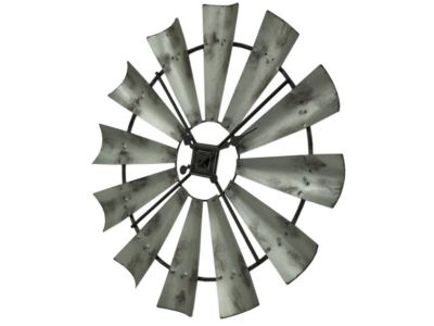 Zeckos Distressed Metal Windmill Wall Clock