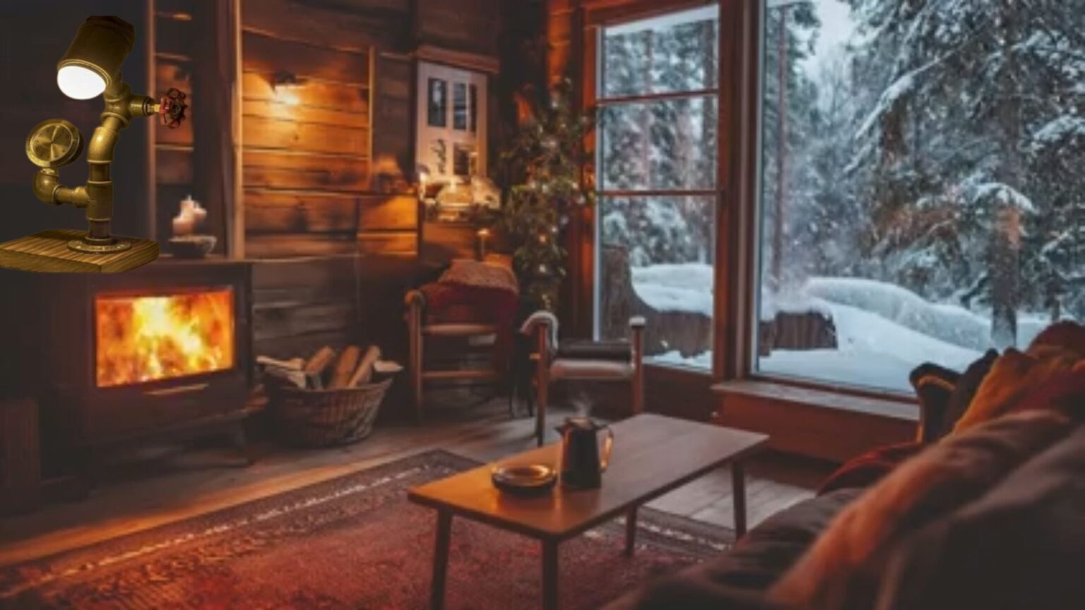 Inside The Cozy Cabin on a Snowy Sunday Morning