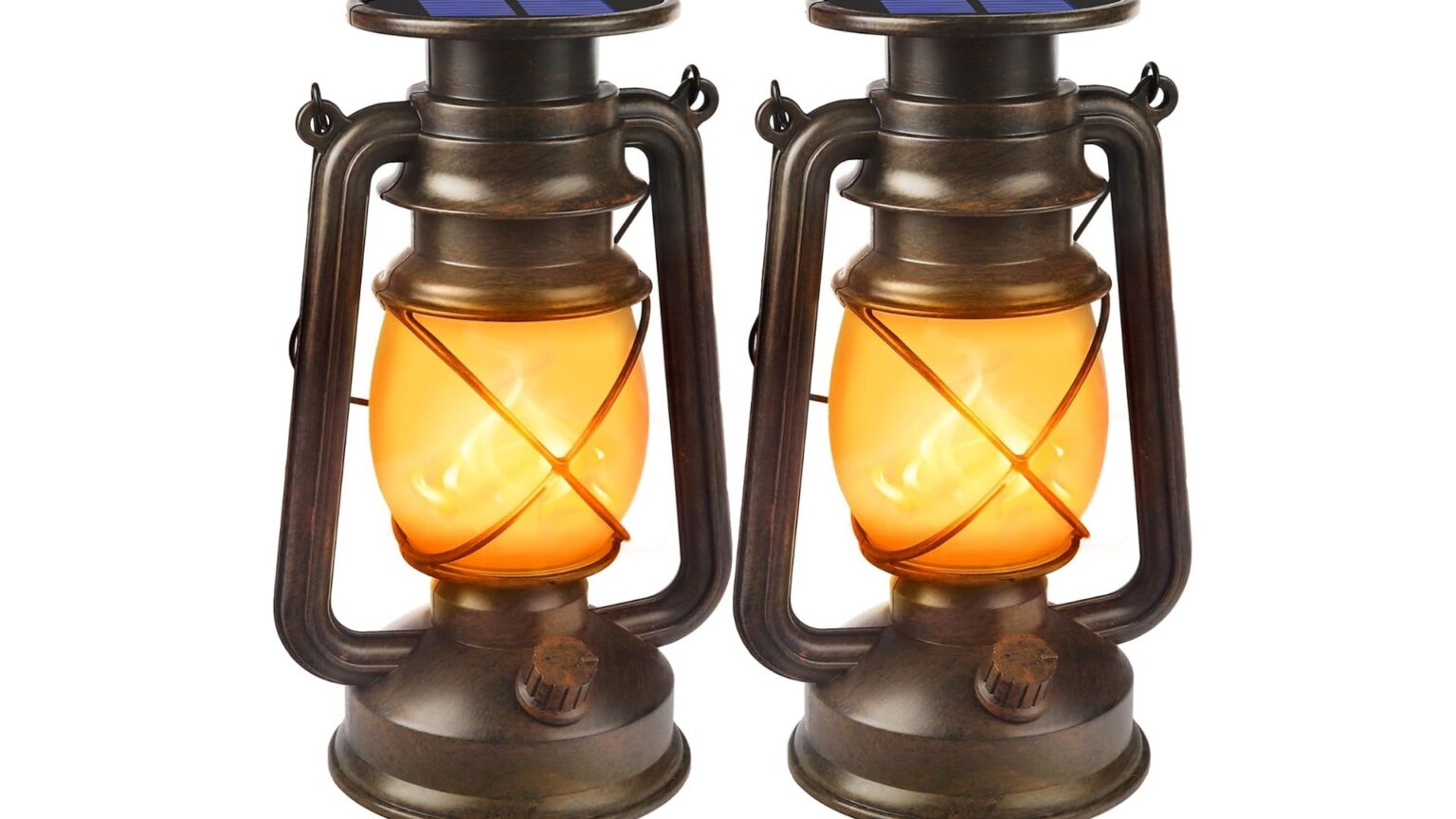 Solar Lanterns Outdoor Waterproof, 2 Pack Bronze Vintage Lanterns