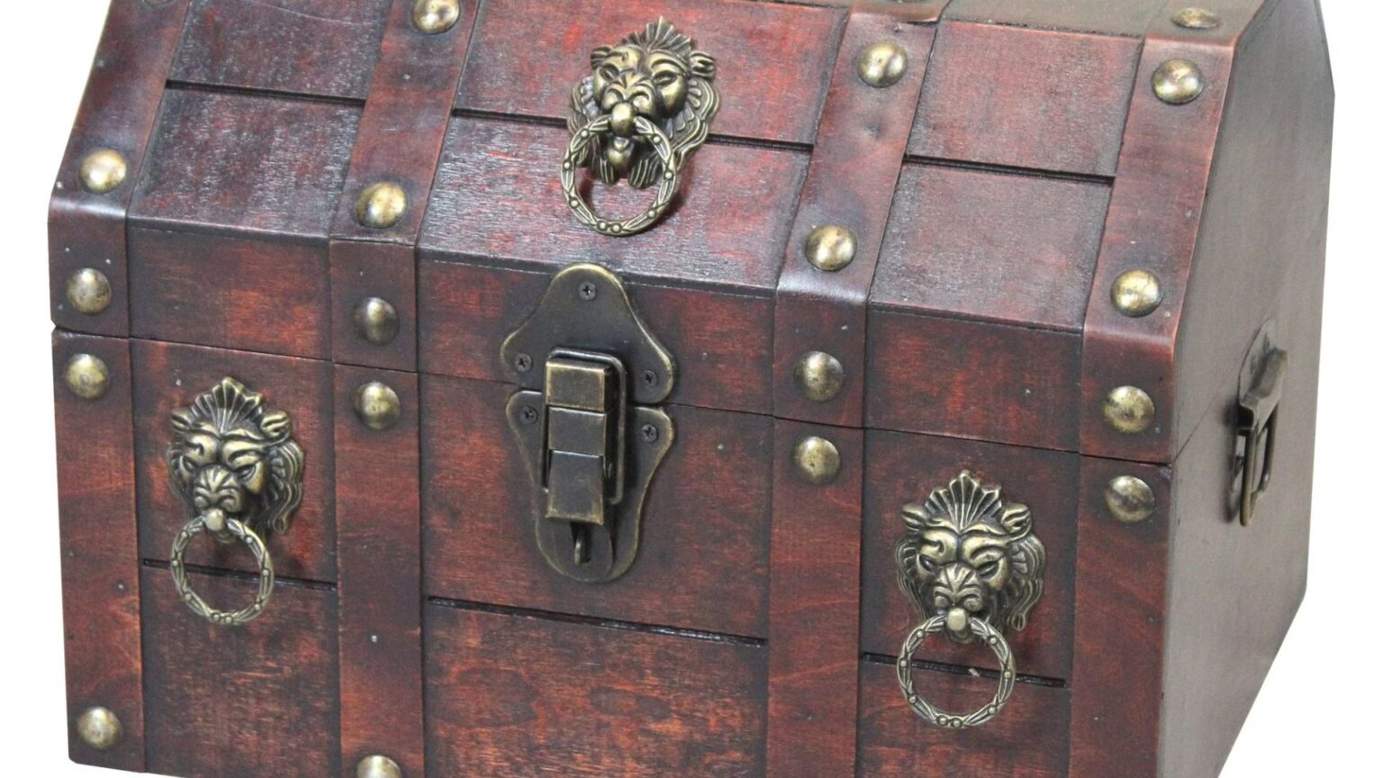 Vintage Wooden Storage Trunk and Treasure Box with Hinged Lid