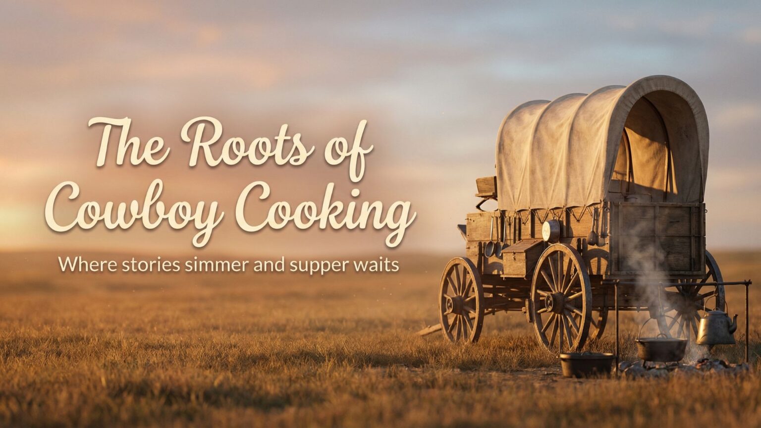 A chuck wagon was used for cooking on the trail, representing early cowboy cooking traditions.
