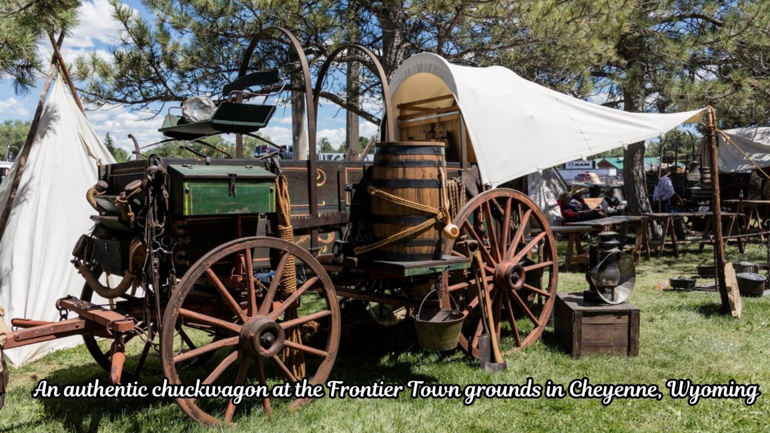 An authentic chuckwagon at the Frontier Town grounds in Cheyenne, Wyoming. Cowboy Cookbooks