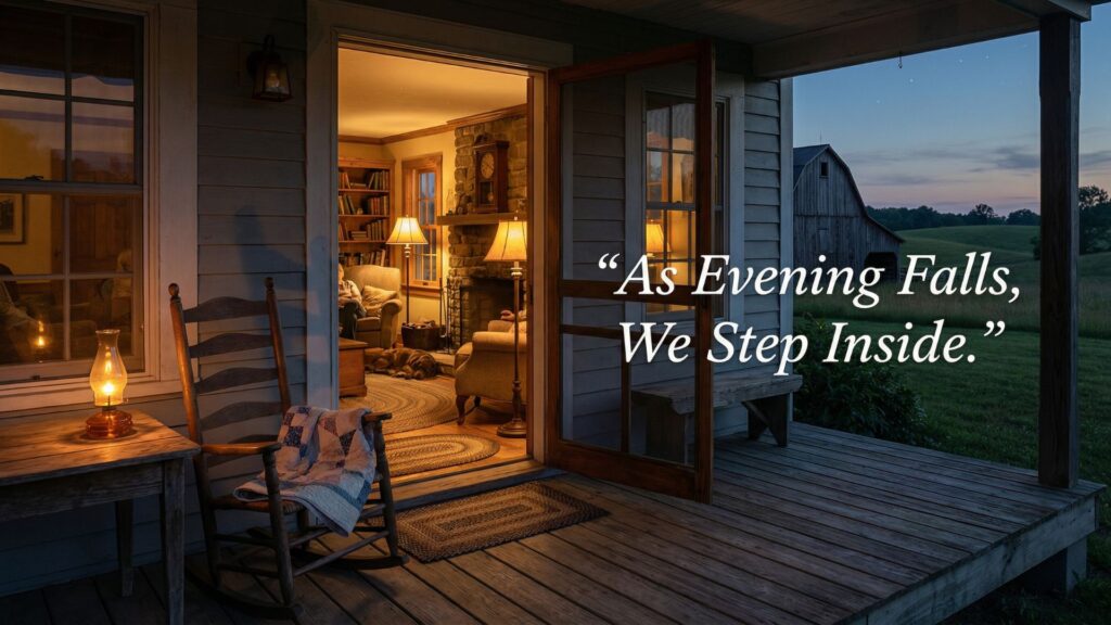 As Evening Falls, We Step Inside