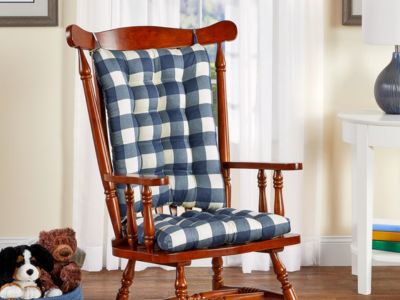 Never-Flatten Buffalo Check Rocker Chair Cushion Set, In 2 Sizes