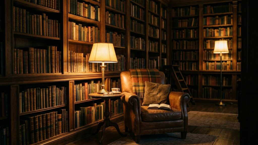 Vintage Library with Antique Books