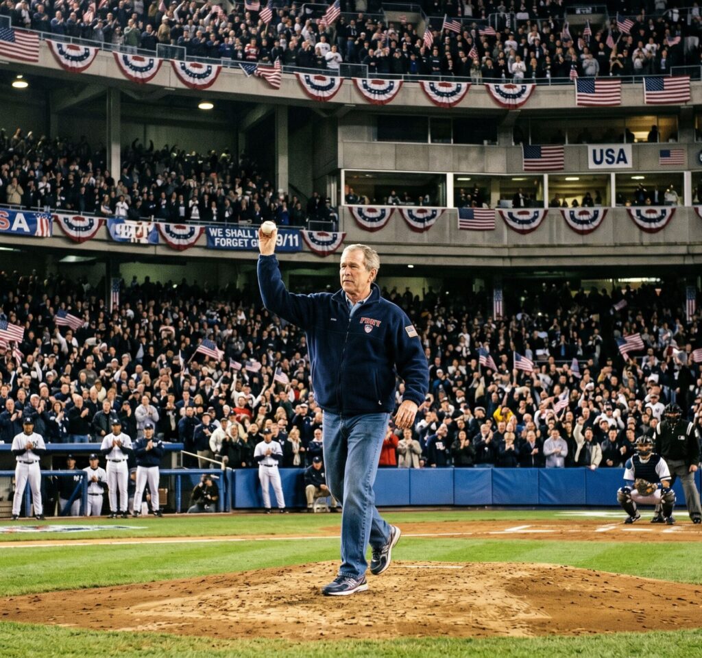 President Bush Throwing Out The First Pitch After 911