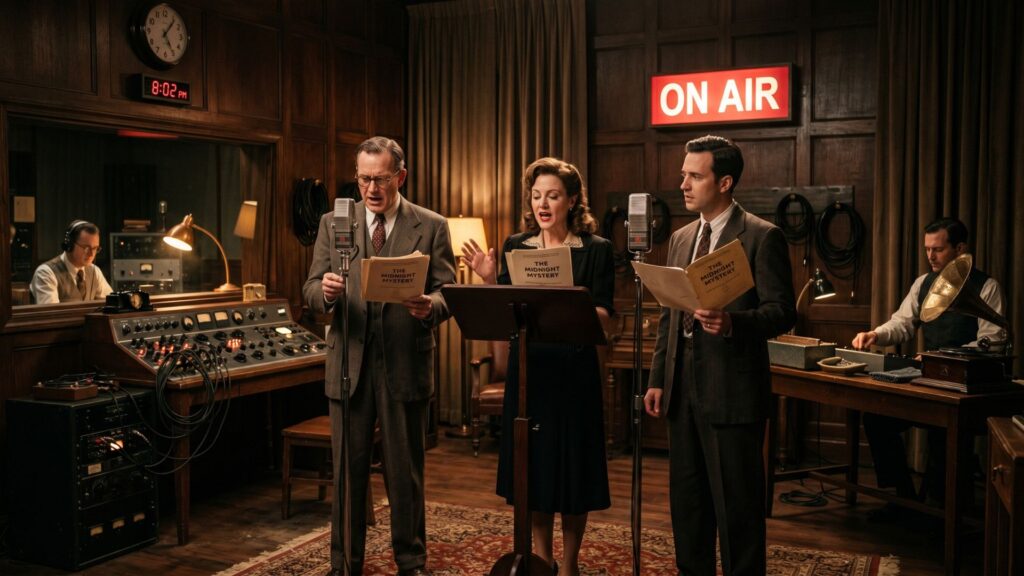 Three Radio AnouncersMaking Nostalgia Radio Theater