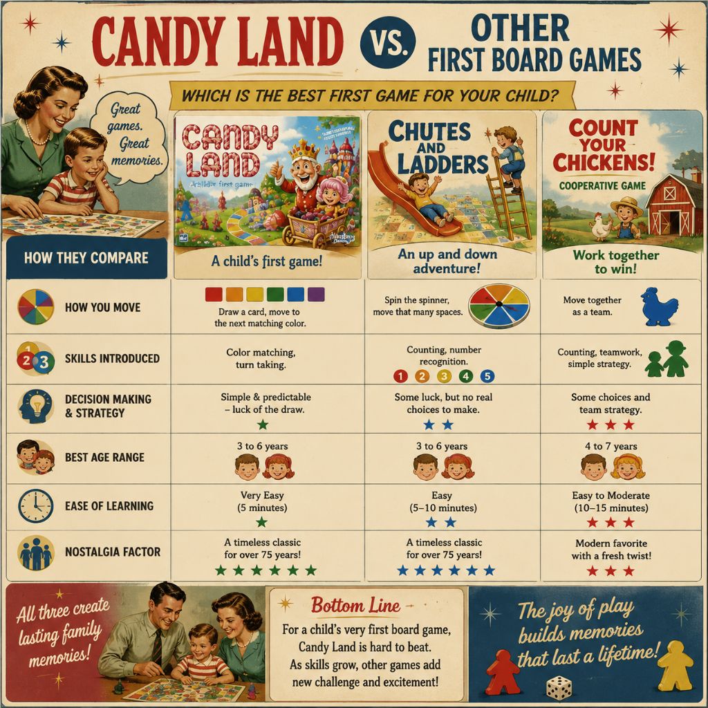 Comparison of Candy Land and other first board games for young children