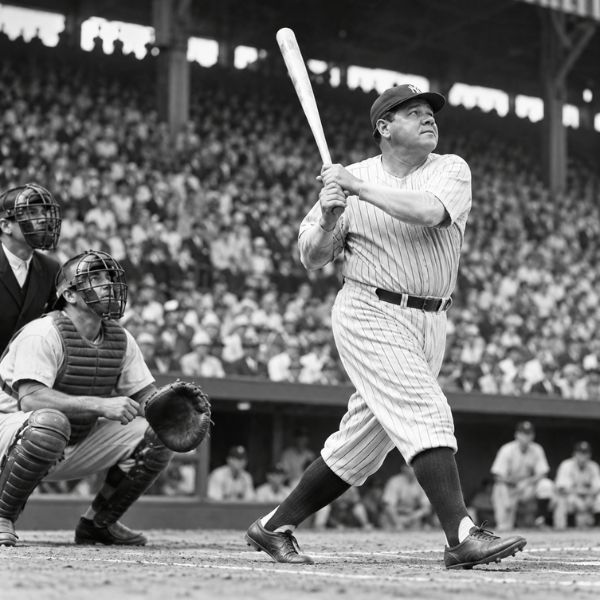 Babe Ruth at bat representing his historic home run in the first MLB All-Star Game