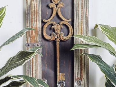 Antiqued brass woodland branch key hook rack
