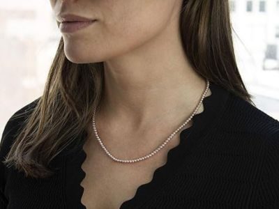 14K White Gold or Yellow Gold AAA Pink Freshwater Cultured Pearls Silk-Knotted