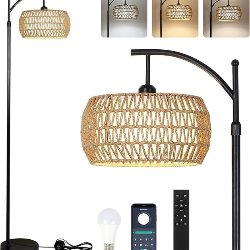 68" High Farmhouse Rustic Country Cottage Floor Lamp Tree Trunk Faux Wood Column Dark Bronze Wicker Drum Shade Decor for Living Room Bedroom Reading Room