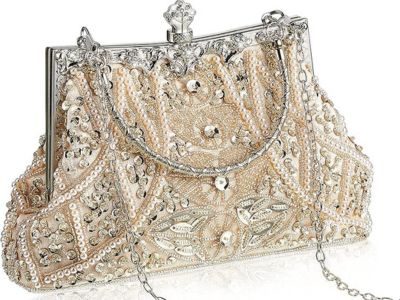 Amylove 1920s Vintage Beaded Clutch Evening Bag Formal 1920s Accessories for Women Wedding Party Gift, 8.66 x 5.31 x 2.95