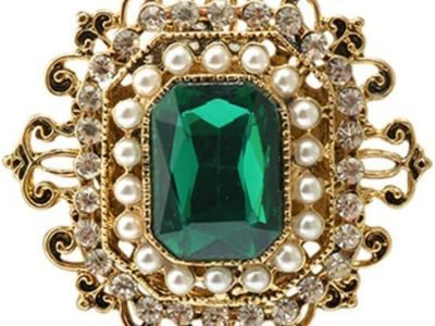 Antique Rhinestone Brooch Pin for Women Girls Gold Tone Vintage