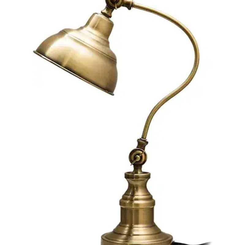 Brass Desk Lamp, Adjustable Table Lamp, Vintage Task Lamp with Rotary Shade Adjustable Height, Rechargeable Lamps for CoffeeTable Restaurant Bedroom Dinner Lighting