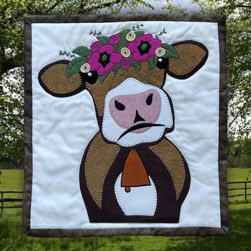 Brown Cow Beginner Quilting Kit, Quilt Kit, Quilt Kits with Fabric, Finished Size 13 x 15, Instructions and Materials Included in Kit