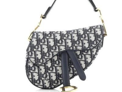 Christian Dior, Pre-Loved Saddle Handbag Oblique Canvas Mini, Blue