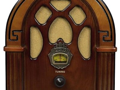 Crosley CR31D-WA Companion Retro AMFM Vintage Tabletop Radio with Bluetooth Receiver, Walnut