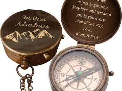Custom Engraved Compass Gift for Men – Personalized Working Brass Pocket Compass – Vintage Antique