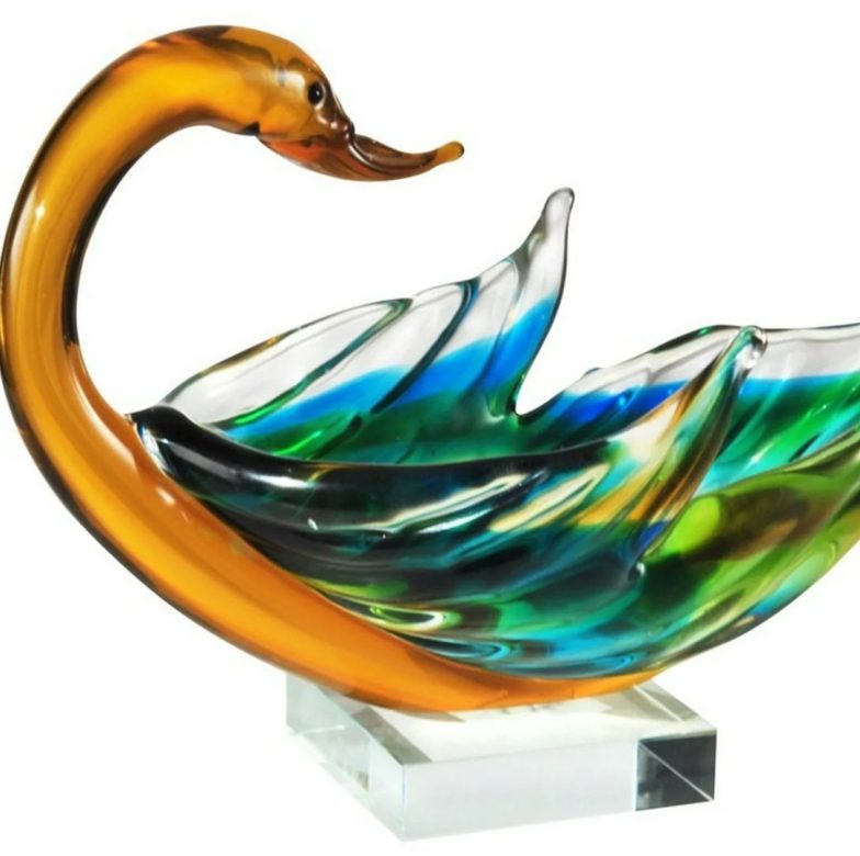 Dale Tiffany Swan Bowl Sculpture