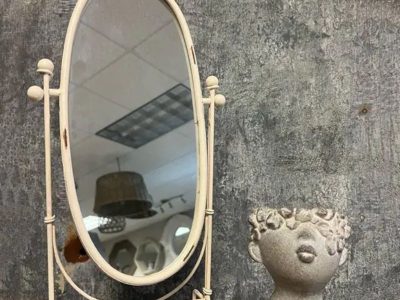 Distressed White Vintage Tabletop Swing Mirror Distressed White Vintage Tabletop Swing Mirror