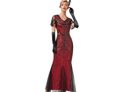 Embroidered Flapper Dresses Elegant 1920s Luxury Sequin Fringed Great Gatsby Party Cocktail Maxi Dress