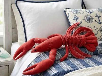 Embroidered Lobster Pillow