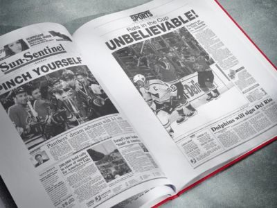 Florida Panthers hockey history book featuring original newspaper coverage