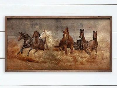 Gilded Stampede Wall Art adds a western feel wherever it is displayed. Gilded Stampede Wall Art adds a western feel wherever it is displayed.